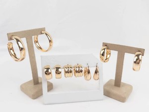 Lot of 5 Gold Tone Hoop Earrings