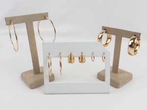 Lot of 5 New Old Stock Gold Tone Hoop Earrings