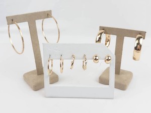 Lot of 5 New Old Stock Gold Tone Hoop Earrings