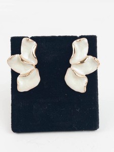 White Enamel Pierced Botanical Statement Earrings