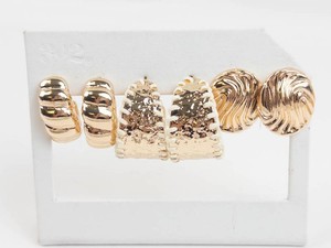 Pierced Earrings - Gold-Tone 3-Pair Group