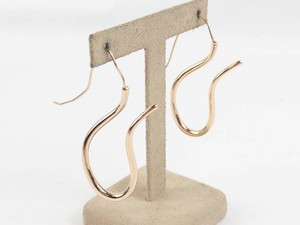 Wire Drop Earrings - Gold-Tone Curved Pair, New Old Stock