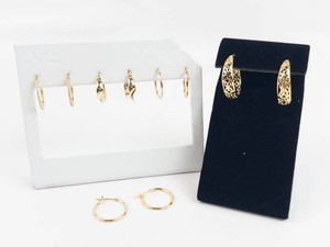 Lot of 5 New Old Stock Gold Tone Hoop Earrings