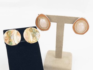 Two Pairs of Enameled Clip-On Earrings