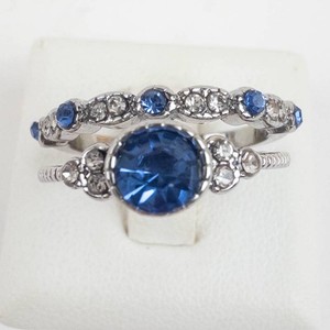 Rhinestone Ring Set - Blue & White Center-Stone Rings Size 5.5-5.75