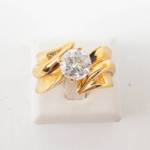 Statement Ring - Clear Center Stone Sculptural Split-Shank Cocktail Ring