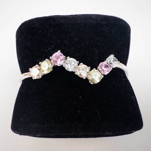 Hinge Bangle Bracelet - Multicolor CZ Pink Yellow Green
