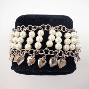 Faux Pearl Heart Charm Bracelet - Multi-Strand
