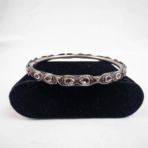 Silver Tone Bangle Bracelet - Homemade Art Piece