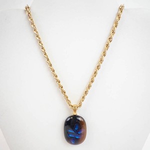 Dichroic Glass Pendant Necklace - Gold-Tone Chain