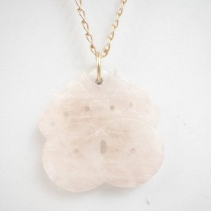 Pendant Necklace - Carved Rose Quartz Pendant With Gold-Tone Chain