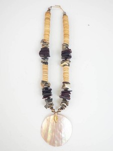 Beaded Statement Necklace With Iridescent Shell Pendant
