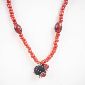 Red Bead Choker Necklace - Coral Beads