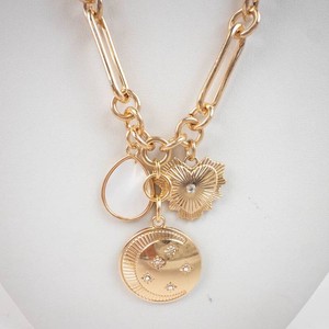 Charm Necklace - Gold-Tone Chain With Sunburst & Medallion Charms