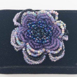 Beaded Purple Flower Brooch