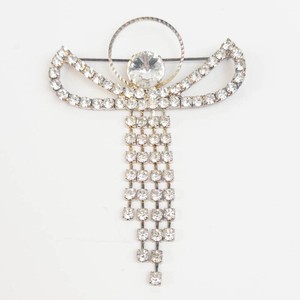 Rhinestone Angel Brooch - Dangle Pin