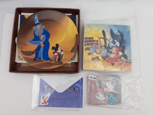 Disney Collectibles Mixed Lot - Fantasia Plates, Mickey Wallet & Envelope