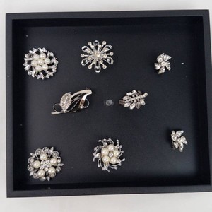 Costume Jewelry Brooches - Pearl & Rhinestone Pins (Lot of 8)