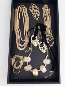 Costume Jewelry Mixed Lot - Layered Necklaces, Chains & Statement Earrings