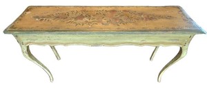 DR - Painted Console Table With Floral Top & Center Drawer
