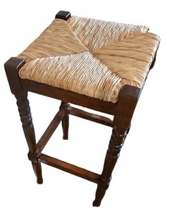 DR - Wooden Rush Seat Stool - Solid Wood Turned Legs