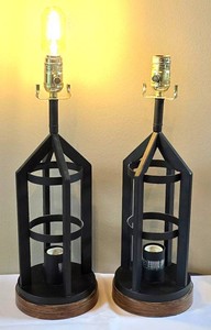 LR - Table Lamps - Lantern-Style Pair, 18.75in Tall, 4 Working Sockets