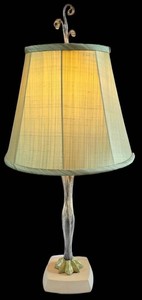 LR - Table Lamp - Sculptural Metal Stem Pale Green Shade 31 H