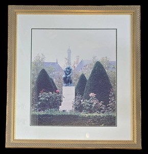 DR - Framed Garden Statue Photograph - Ornate Gold Frame