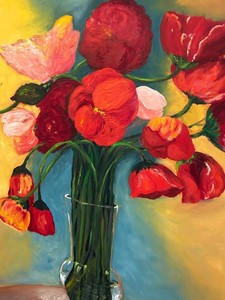 33x41 - LR - Floral Still Life Painting - M.E. Frederick Signed 2008