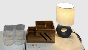 LR - Table Lamp, Wooden Organizer & Acrylic Organizer Mixed Lot