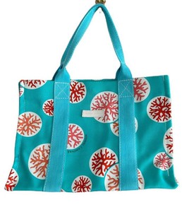 LR - Designer Tote Bag - Manuel Canovas Turquoise Coral Pattern