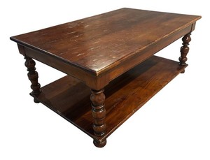LL - Vintage Wooden Two-Tier Coffee Table with Turned Legs