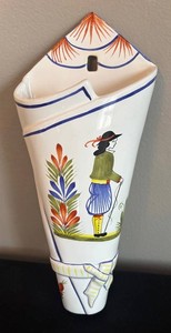 DR - Henriot Quimper Breton Woman Ceramic Wall Pocket