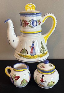 DR - Henriot Quimper Ceramic CoffeeTea Service