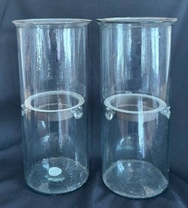 DR - Two Glass Hurricane Candleholders by Country Originals