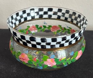 DR - MacKenzie-Childs Courtly Check Floral Glass Bowl