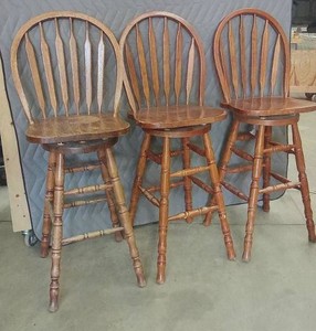 3 BENT PADDLE BAR STOOLS  SWIVL CHAIRS