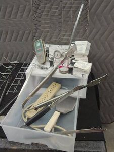 MISC KITCHEN STUFF IN PLASTIC TOTE