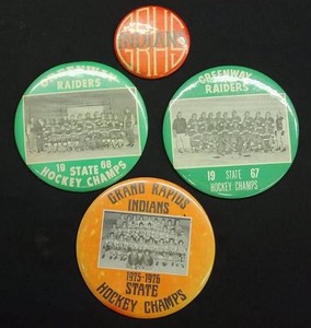 OVERSIZED GRAND RAPIDS  GREENWAY RAIDERS HOCKEY CHAMP PINS