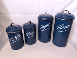 Vintage Hillbond 4 piece Navy Blue Canister Set
