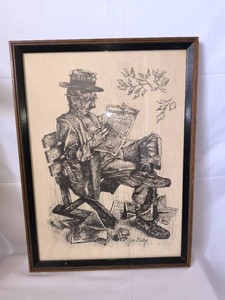 Vintage lithograph print still trying by Jim Daly