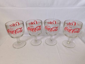 Vintage 1970s Coca-Cola thumbprint glass goblets(4)