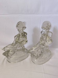 Girl with geese-glass bookends