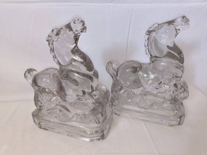VTG Glass Figurine Bookends