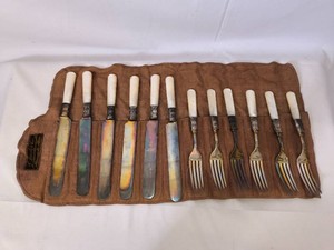 VTG Set of Mother Of Pearl Sterling Silver Set