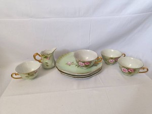 Lefton China Heritage Green snack set