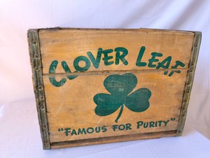 Cloverleaf Creamery Wooden Milk Bottle Crate