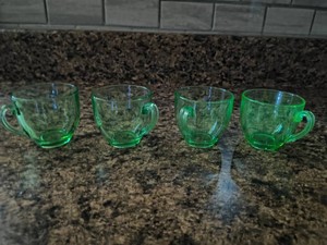 Set of 4- Uranium Glass Teacups