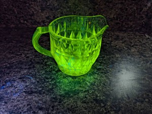 Vintage Green Uranium Glass Creamer Pitcher