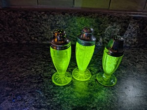 Vintage Uranium Glass Salt & Pepper shakers